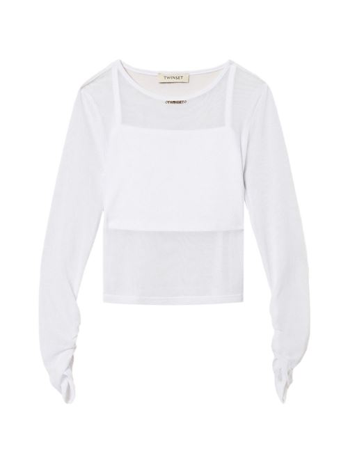 T-shirt bambina Twinset bianca a manica lunga TWINSET Kids | 261GJ218300526